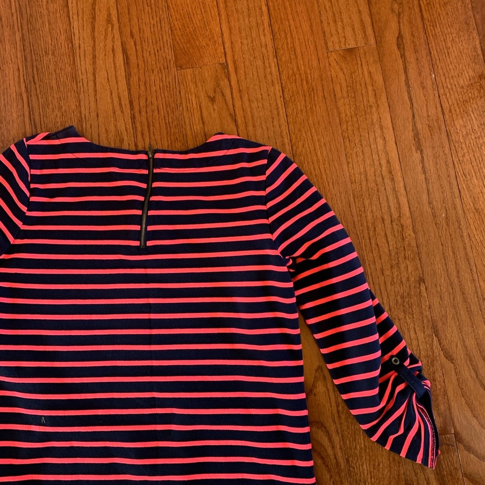 Blue and Hot Pink Stripe Boat Neck Dress - Picture 4 of 4